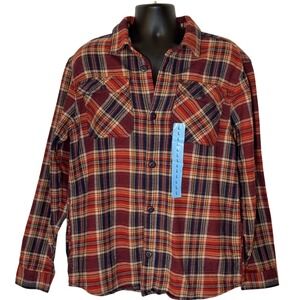 Buffalo David Bitton Men's Scottie Red Plaid Flannel Button Down Shirt Large NEW